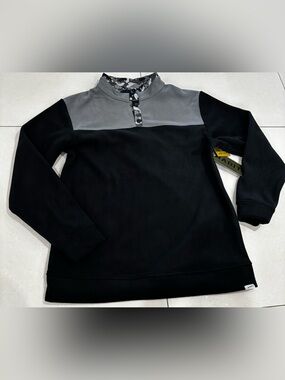 Men's Black and Gray Zip-Up Mock Neck Sweater